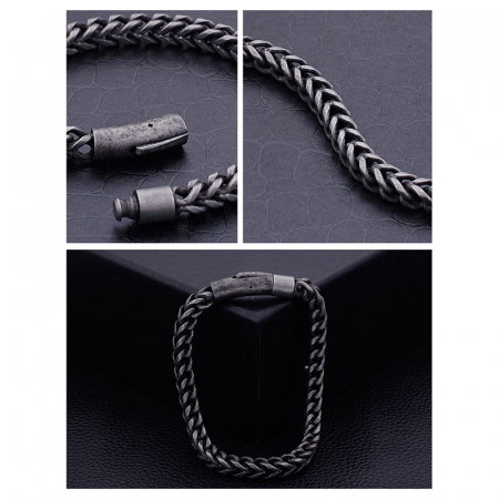 Bratara gri din inox antichizat cu lant tip sarpe de 6 mm [3]