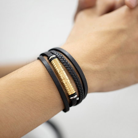 Bratara cool din  inox si piele [1]