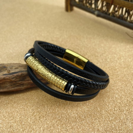 Bratara cool din  inox si piele [10]