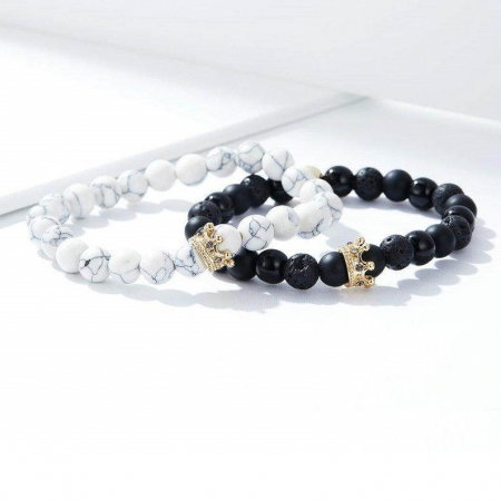 Set 2 Bratari cu margele din roca vulcanica [1]