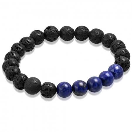 Bratara cu margele negre de lava si Lapis Lazuli - Meditation Bracelet BSL3330 [0]
