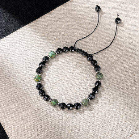 Bratara cu Pietre Naturale Verzi si Negre – Energie si Echilibru [2]