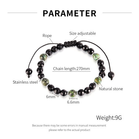 Bratara cu Pietre Naturale Verzi si Negre – Energie si Echilibru [6]