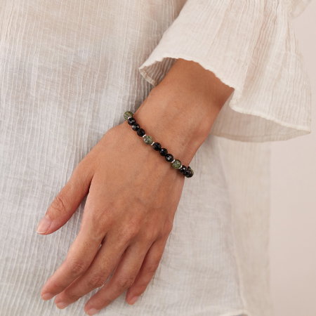 Bratara cu Pietre Naturale Verzi si Negre – Energie si Echilibru [4]