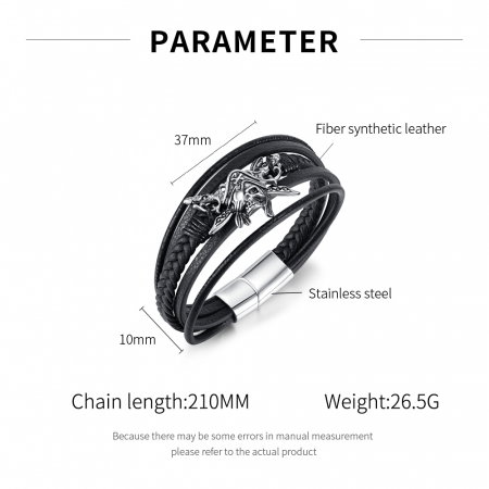 Bratara din inox si piele cu craniu de pirat [10]