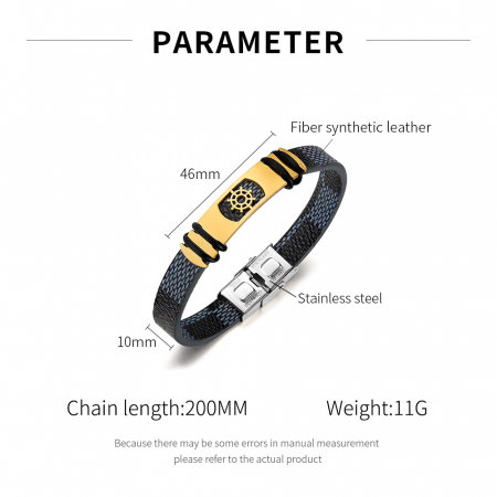 Bratara din inox si piele cu placuta cu carma [7]