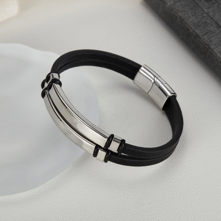 Bratara dubla inox si piele [13]