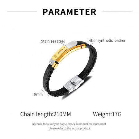 Bratara dubla inox si piele impletita cu ancora [7]