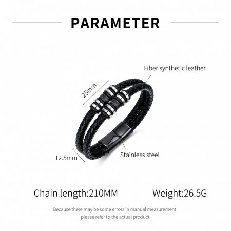 Bratara dubla piele cu elemente din inox [8]