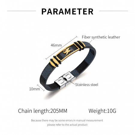 Bratara Eagle cu placuta din inox si piele [4]