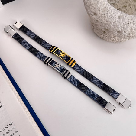 Bratara Eagle cu placuta din inox si piele [8]