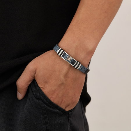 Bratara Eagle cu placuta din inox si piele [1]