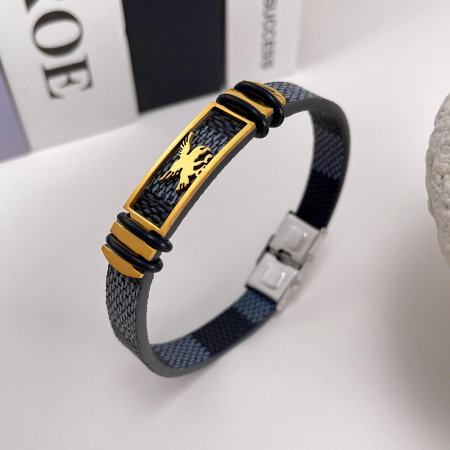 Bratara Eagle cu placuta din inox si piele [2]