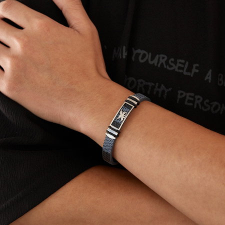 Bratara Eagle cu placuta din inox si piele [3]