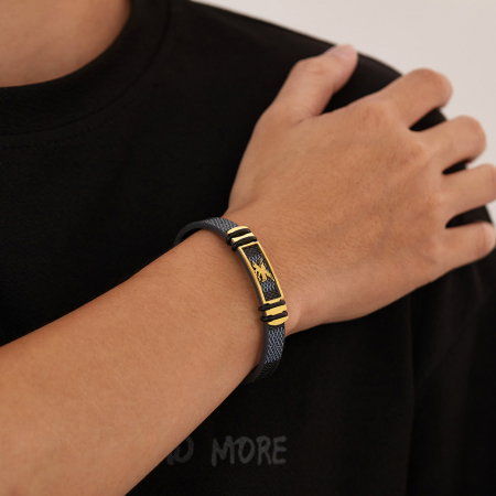 Bratara Eagle cu placuta din inox si piele [3]