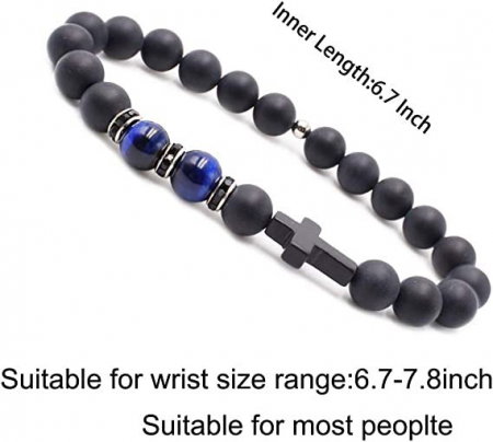 Bratara elastica cu lava vulcanica si ochi de tigru albastru BLA106 [1]