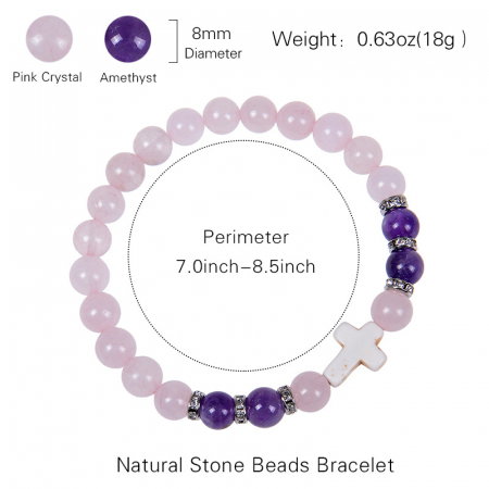 Bratara elastica cu pietre semipretioase si cruce BLA134 [2]