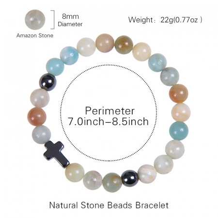 Bratara elastica cu pietre semipretioase si cruce BLA140 [4]