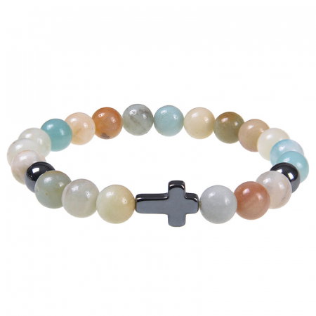 Bratara elastica cu pietre semipretioase si cruce BLA140 [5]