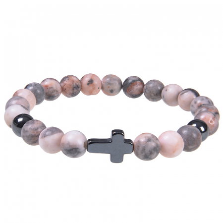 Bratara elastica cu pietre semipretioase si cruce BLA141 [4]