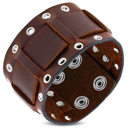 Bratara eleganta din piele maro cu valuri [0]