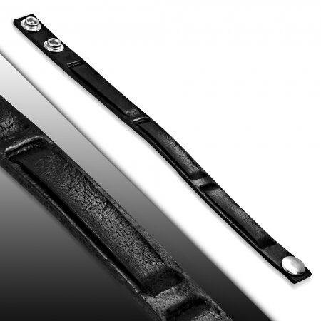 Bratara eleganta din piele neagra cu valuri [1]