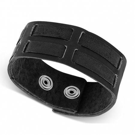 Bratara eleganta din piele neagra cu valuri [0]