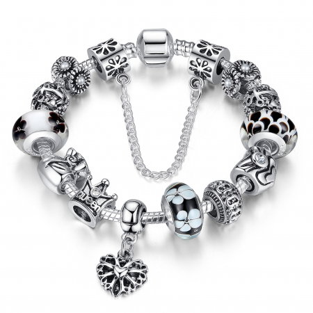 Bratara fantezie BeSpecial BSTF0003 placata cu argint, cu talismane cu motive regale si florale [2]