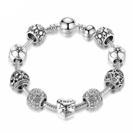 Bratara fantezie BeSpecial BSTF0009 placata cu argint, cu talismane [4]