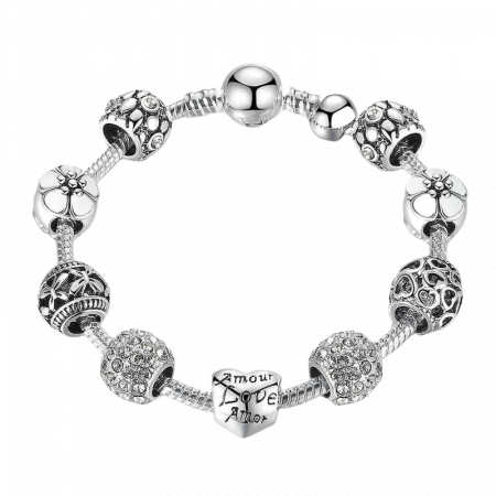 Bratara fantezie BeSpecial BSTF0009 placata cu argint, cu talismane [0]
