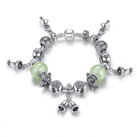 Bratara fantezie placata cu argint, cu diverse talismane [1]