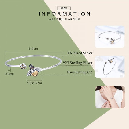 Bratara fixa din argint cu albinuta si fagure [3]