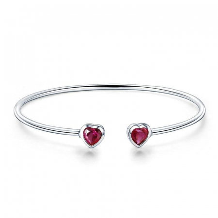 Bratara fixa din argint cu inimioare [0]