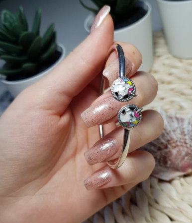 Bratara fixa din argint cu Unicorni [2]