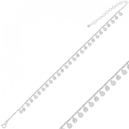 Bratara mana sau glezna din argint cu banuti si zirconii