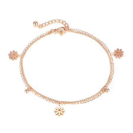 Bratara glezna dubla din inox cu flori
