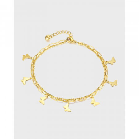 Bratara glezna dubla din inox cu fluturasi [12]