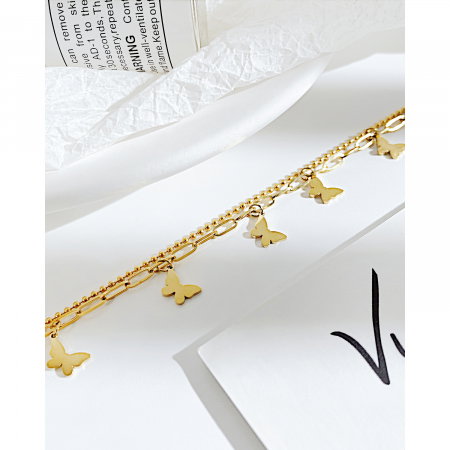 Bratara glezna dubla din inox cu fluturasi [3]