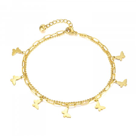 Bratara glezna dubla din inox cu fluturasi