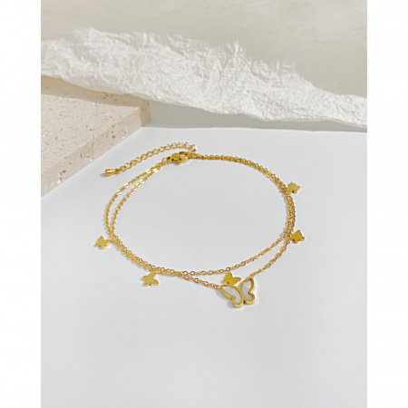 Bratara glezna dubla din inox cu fluturi [8]