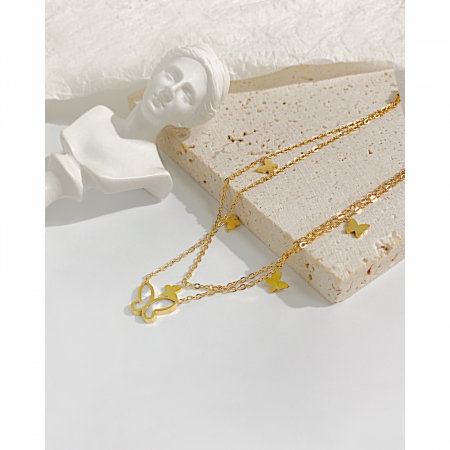 Bratara glezna dubla din inox cu fluturi [6]