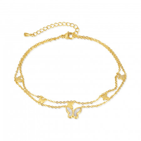 Bratara glezna dubla din inox cu fluturi