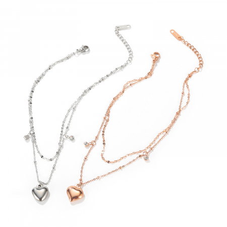 Bratara glezna dubla din inox cu inima si bilute [2]