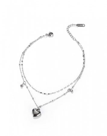 Bratara glezna dubla din inox cu inima si bilute [7]