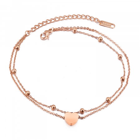 Bratara glezna dubla din inox cu inima si bilute