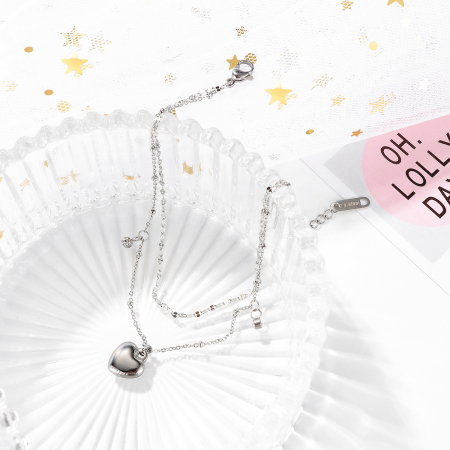 Bratara glezna dubla din inox cu inima si bilute [1]