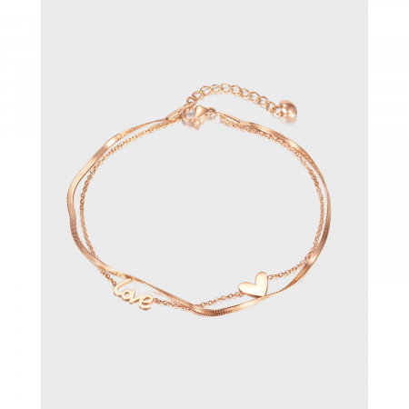 Bratara glezna dubla din inox cu inima si Love [13]