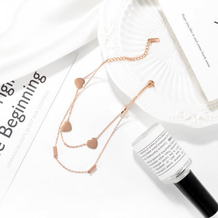 Bratara glezna dubla din inox cu inimioare [4]