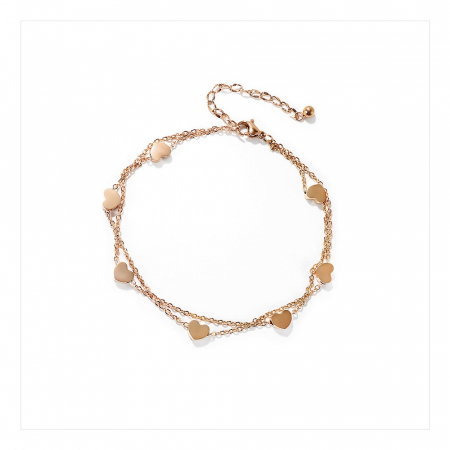 Bratara glezna dubla din inox cu inimioare [9]