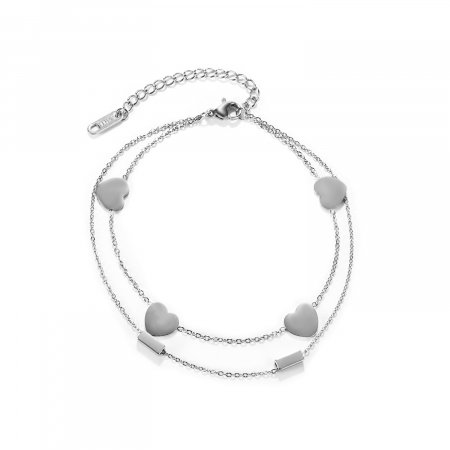 Bratara glezna dubla din inox cu inimioare